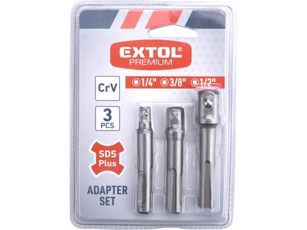 Adaptéry sada Extol Premium (8819695) 3ks z SDS PLUS na čtyřhran, 1/4"-3/8"-1/2", CrV (1)