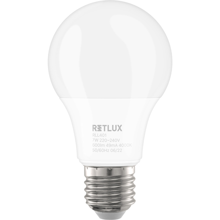 LED žárovka Retlux RLL 401 A60 E27 bulb 7W CW