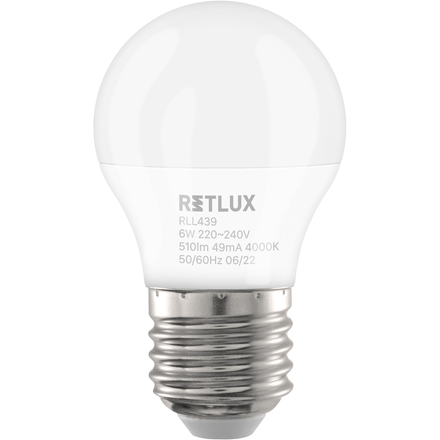LED žárovka Retlux RLL 439 G45 E27 miniG 6W CW