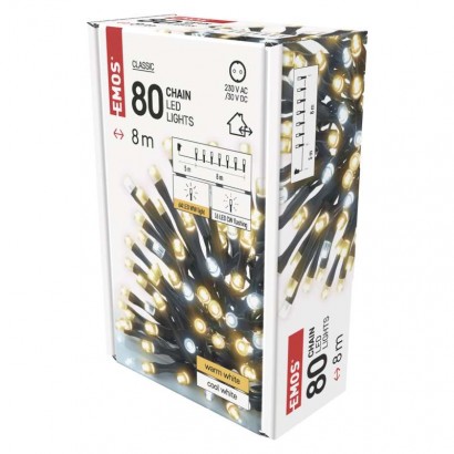 Vánoční řetěz Emos D4AN01 LED vánoční řetěz blikající, 8 m, venkovní i vnitřní, teplá/studená bílá, časovač (5)