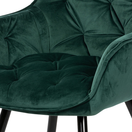 Moderní jídelní židle Autronic Jídelní židle, potah zelená sametová látka, kovová 4nohá podnož, černý lak (DCH-421 GRN4) (10)