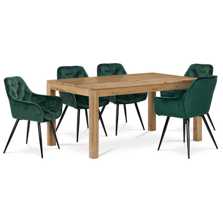 Moderní jídelní židle Autronic Jídelní židle, potah zelená sametová látka, kovová 4nohá podnož, černý lak (DCH-421 GRN4) (14)