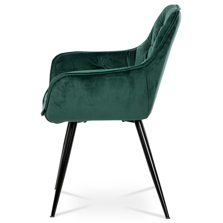 Moderní jídelní židle Autronic Jídelní židle, potah zelená sametová látka, kovová 4nohá podnož, černý lak (DCH-421 GRN4) (3)