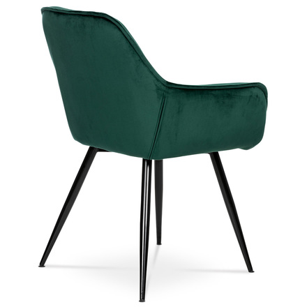 Moderní jídelní židle Autronic Jídelní židle, potah zelená sametová látka, kovová 4nohá podnož, černý lak (DCH-421 GRN4) (6)