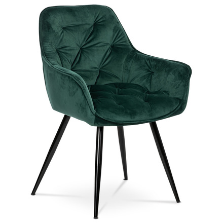 Moderní jídelní židle Autronic Jídelní židle, potah zelená sametová látka, kovová 4nohá podnož, černý lak (DCH-421 GRN4) (8)