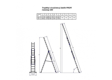 Žebřík G21 3-dílný 5,1m 3x8 příček (1)