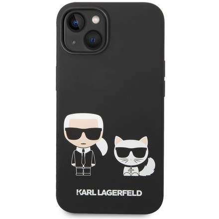 Kryt na mobil Karl Lagerfeld and Choupette Liquid Silicone na Apple iPhone 14 Plus - černý