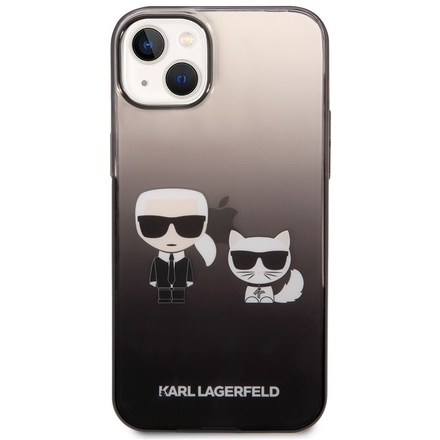 Kryt na mobil Karl Lagerfeld Gradient Karl and Choupette na Apple iPhone 14 Plus - černý