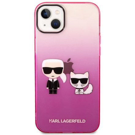 Kryt na mobil Karl Lagerfeld Gradient Karl and Choupette na Apple iPhone 14 Plus - růžový