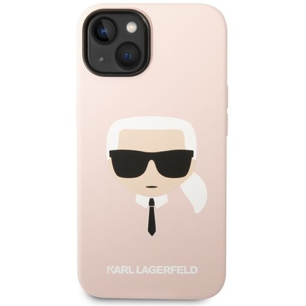 Kryt na mobil Karl Lagerfeld Liquid Silicone Karl Head na Apple iPhone 14 Plus - růžový