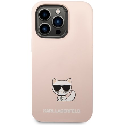 Kryt na mobil Karl Lagerfeld Liquid Silicone Choupette na Apple iPhone 14 Pro Max - růžový