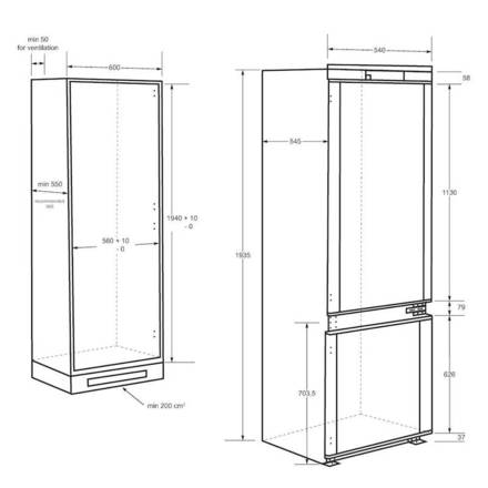Vestavná kombinovaná chladnička Haier HBW5519E (7)