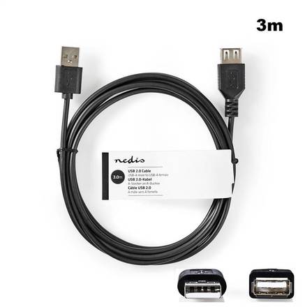 USB kabel Nedis CCGT60010BK30 USB 2.0 prodlužovací kabel AM