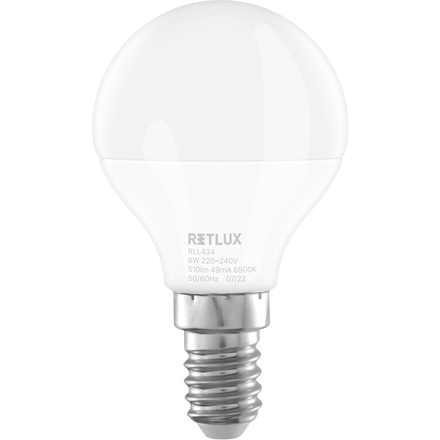 LED žárovka Retlux RLL 434 G45 E14 miniG 6W DL