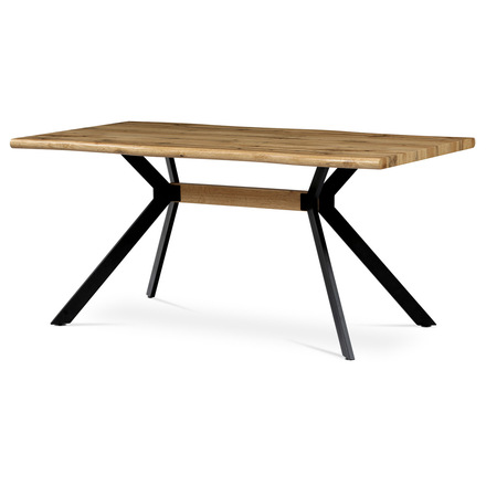 Moderní jídelní stůl Autronic Jídelní stůl, 160x90x76 cm, MDF deska, 3D dekor divoký dub, kov, černý lak (HT-863 OAK)