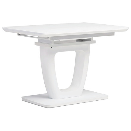 Moderní jídelní stůl Autronic Jídelní stůl 110+40x75 cm, bílá 4 mm skleněná deska, MDF, biely matný lak (HT-430 WT) (2)
