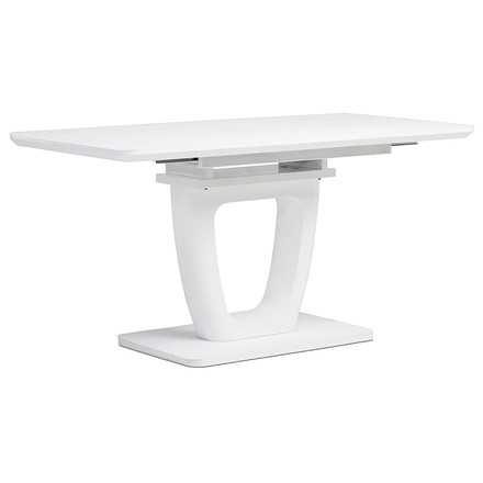 Moderní jídelní stůl Autronic Jídelní stůl 110+40x75 cm, bílá 4 mm skleněná deska, MDF, biely matný lak (HT-430 WT) (4)