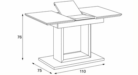 Moderní jídelní stůl Autronic Jídelní stůl 110+40x75 cm, bílá 4 mm skleněná deska, MDF, biely matný lak (HT-430 WT) (7)
