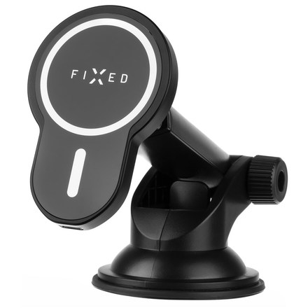 Držák na mobil Fixed MagClick XL s podporou MagSafe, na sklo nebo palubní desku, 15W - černý