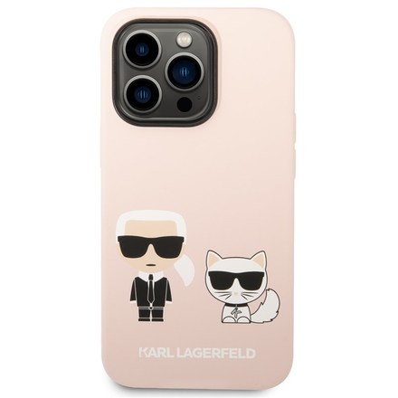 Kryt na mobil Karl Lagerfeld MagSafe Liquid Silicone Karl and Choupette na Apple iPhone 14 Pro Max - růžový