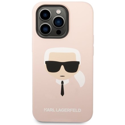Kryt na mobil Karl Lagerfeld MagSafe Liquid Silicone Karl Head na Apple iPhone 14 Pro Max - růžový