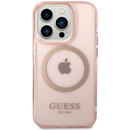 Kryt na mobil Guess Translucent MagSafe na Apple iPhone 14 Pro Max - růžový