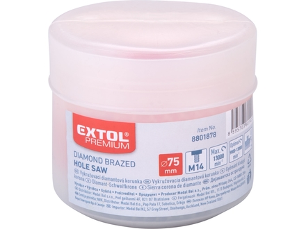 Vykružovací korunka Extol Premium (8801878) diamantová, O 75mm, závit M14 (3)