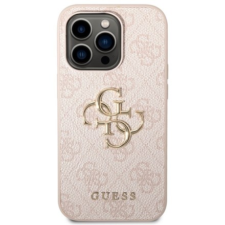Kryt na mobil Guess 4G Metal Logo na Apple iPhone 14 Pro - růžový