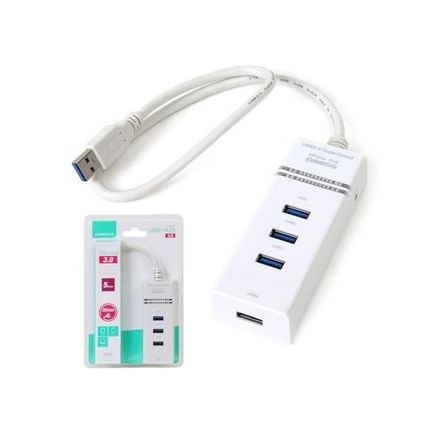 USB Hub Omega OUH34W USB3.0 rozbočovač HUB 4 PORT bílá