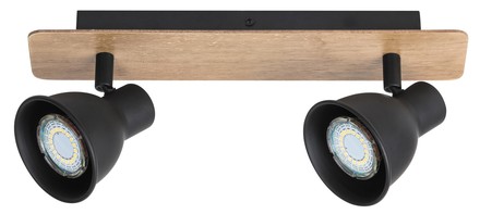 Bodové stropní svítidlo Rabalux 5903 Mac černá/ buk GU10 2X MAX 15W IP20