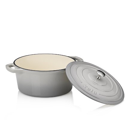Kastrol litinový s poklicí Kela KL-12607 Calido 26 cm světle šedá (1)