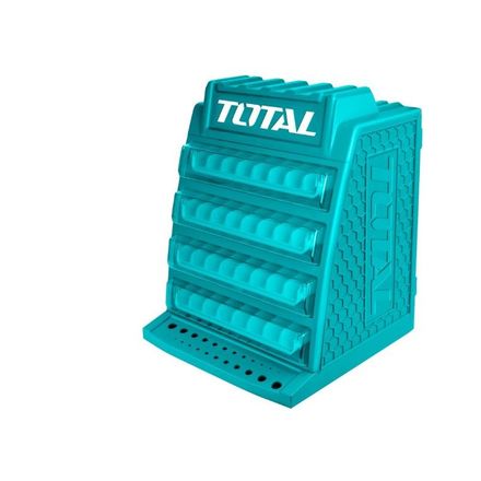 Skříňka na vrtáky Total TAKD2688, rozměry 340x320x430mm, 4 poschodí, 8 přihrádek na každém poschodí