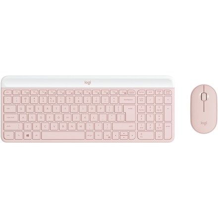 Set klávesnice s myší Logitech Wireless Combo MK470 Slim, US - růžová