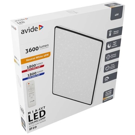 Stropní svítidlo Avide (9572038) svítidlo LED MIA 48W, 42x42cm, 3600lm, DO (1)