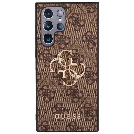 Kryt na mobil Guess 4G Metal Logo na Samsung Galaxy S23 Ultra - hnědý