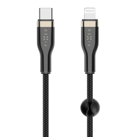 USB kabel Fixed USB-C/ Lightning s podporou PD, MFI, 2m - černý