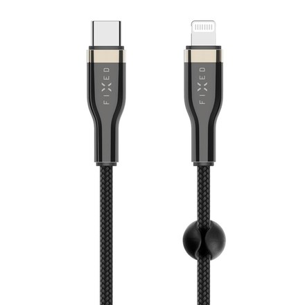 USB kabel Fixed USB-C/ Lightning s podporou PD, MFI, 1, 2m - černý