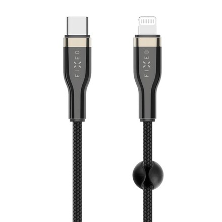 USB kabel Fixed USB-C/ Lightning s podporou PD, MFI, 0, 5m - černý
