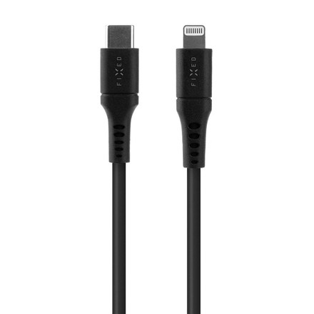 USB kabel Fixed Liquid silicone USB-C/ Lightning s podporou PD, MFi, 1, 2m - černý
