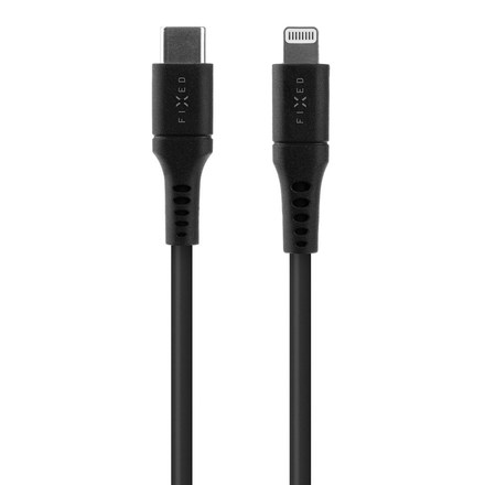 USB kabel Fixed Liquid silicone USB-C/ Lightning s podporou PD, MFi, 0, 5m - černý