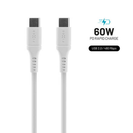 USB kabel Fixed Liquid silicone USB-C/ USB-C s podporou PD, 60W, 2m - bílý (1)
