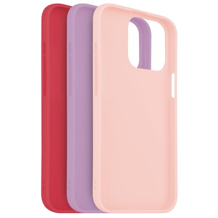 Set krytů na mobil Fixed Story na Apple iPhone 14 Pro - červený/ růžový/ fialový