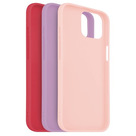 Set krytů na mobil Fixed Story na Apple iPhone 14 - červený/ růžový/ fialový