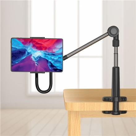 Držák na mobil Fixed Relax s otočným a nastavitelným ramenem, pro upevnění na stůl - černý (7)
