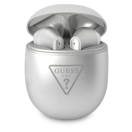 Sluchátka do uší Guess True Wireless Triangle Logo BT5.2 4H Stereo - stříbrná