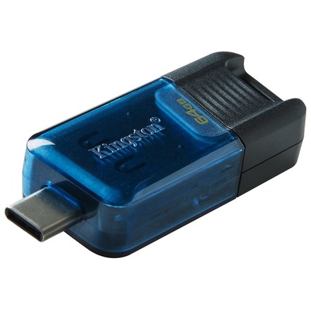 USB Flash disk Kingston DataTraveler 80 M 64GB, USB-C USB-C - černý/ modrý