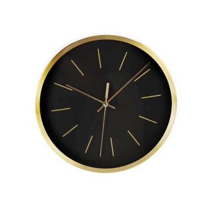 Nástěnné hodiny Segnale KO-837362230cern se zlatým rámem 25 cm černá