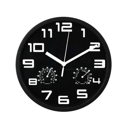Nástěnné hodiny Segnale KO-837362300cern s teploměrem a vlhkoměrem 25 cm černá
