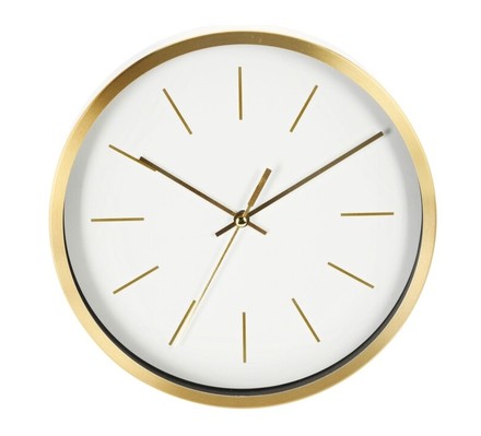 Nástěnné hodiny Segnale KO-837362230bila se zlatým rámem 25 cm bílá
