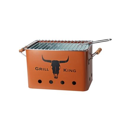 Přenosný gril Progarden KO-C83000140 na dřevěné uhlí GRILL KING 43 x 20 cm cihlová